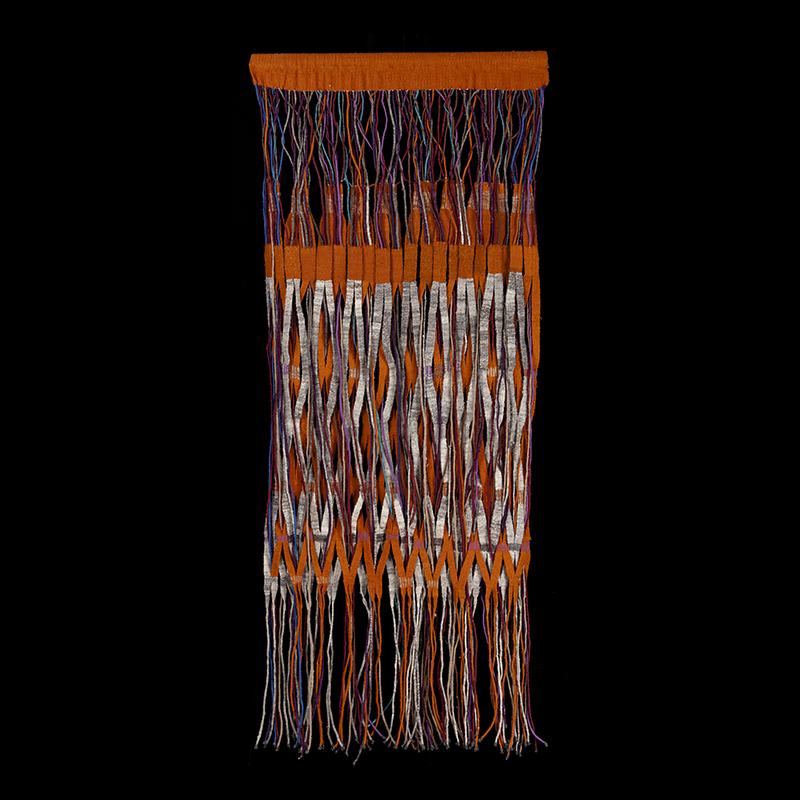 Entrelazado en naranja y gris «multicolor», 1969. 200×80 cm; lana, algodón y lino.