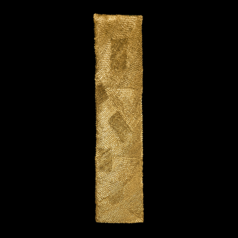 Seis VI (B), 2007. 185×45 cm; lino, gesso, acrílico y hoja de oro.
